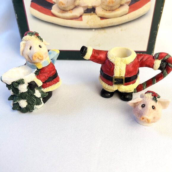 Youngs Vintage Christmas Miniature Santa Pig Tea Set Collection 1995 – 9 pcs. - Picture 9 of 11